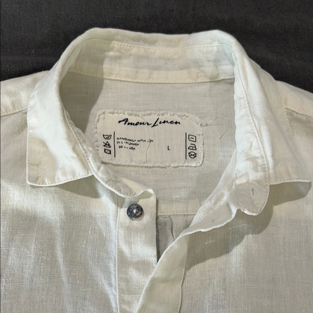 Amour Linen Men’s “Hector” Button Down Shirt - 100% Linen